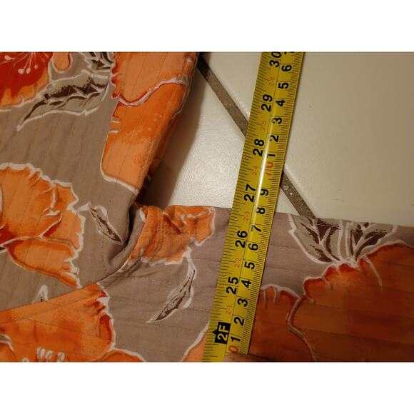 Daisy Print Quilted Cotton Reversible Jacket Topper Orange / Pink Womens Size XL - Picture 8 of 10
